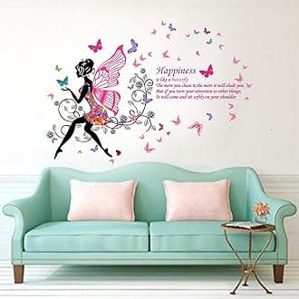Decal O Decal Vinyl ' Blue Self Adhesive Butterfly With Motivational Quotes ' Wall Stickers(Pack Of 4,Happiness Is Like A Butterfly Quotes),90 cms