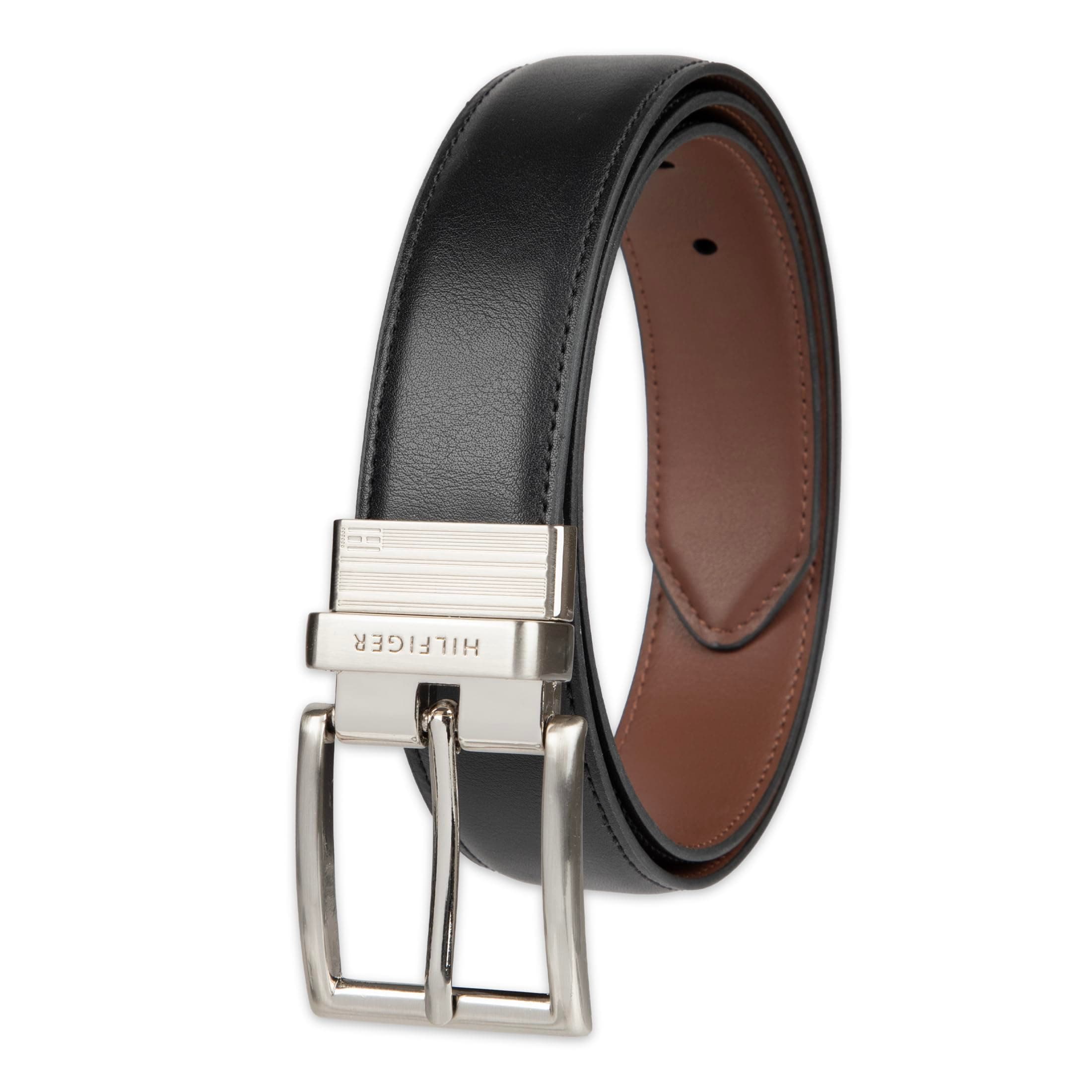Tommy Hilfiger Men's Reversible Leather Belt, 2‑in‑1 Design for Dress Or Casual Wear