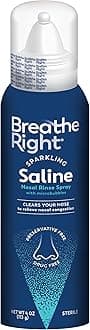 Breathe Right Sparkling Saline Nasal Rinse Spray – Effervescent, Drug-Free Relief from Stuffy Nose Due to Cold or Allergy – A Sparkling Sensation Only Bubbles Can Bring – 1 Can, 4.0 oz