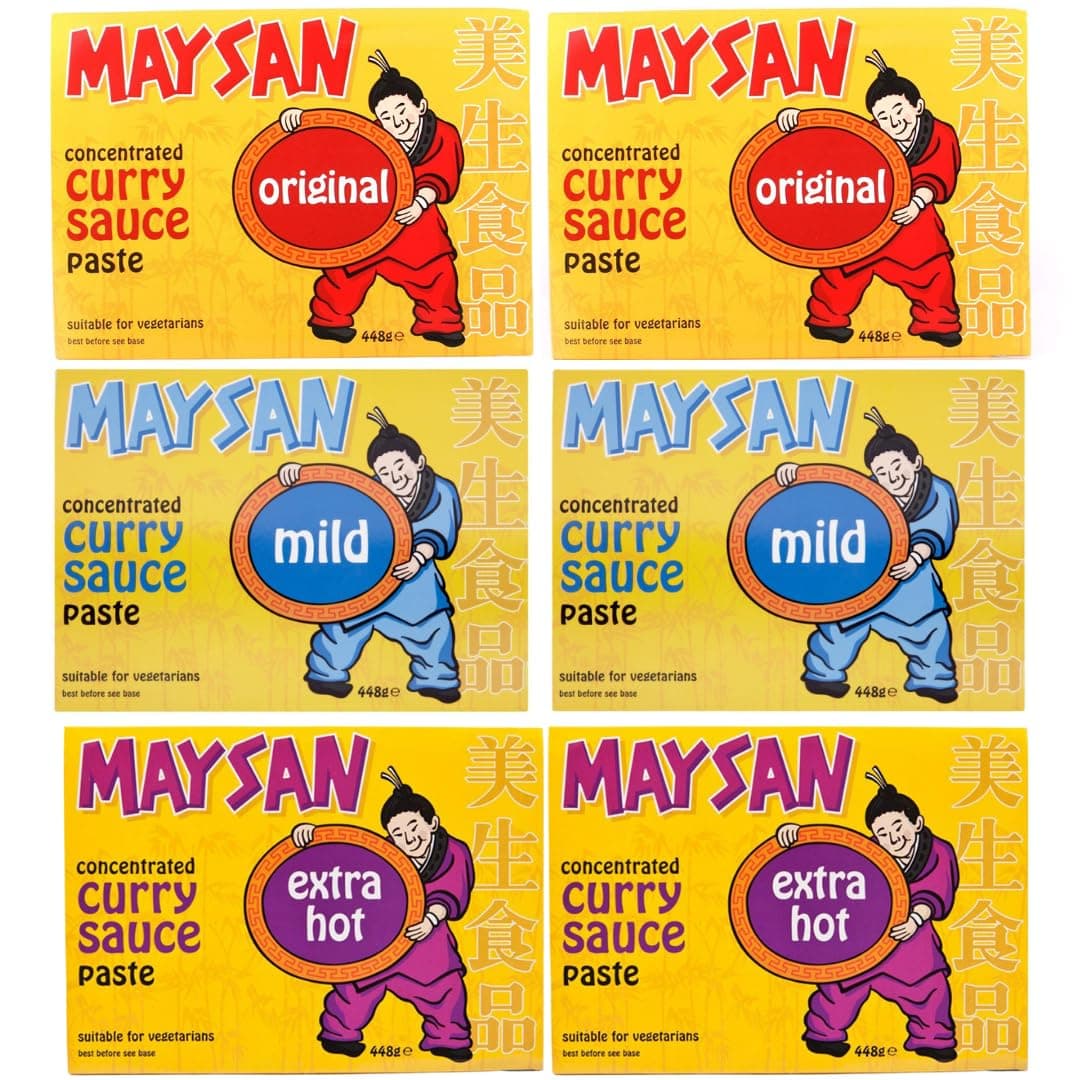 Curry Sauce Paste Bundle with Maysan Original Concentrated Curry Sauce Paste 180g x2, Mild Curry Sauce Paste 180g x2 and Extra Hot Curry Sauce Paste 180g x2 (6 Pack)