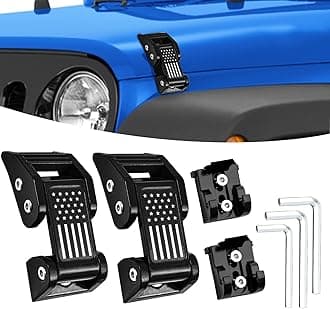 2026 Newest Aluminum Hood Latches Catch Kit Compatiable with Jeep Wrangler JK JKU 2007-2018 Sahara Freedom Sports Rubicon & Wrangler JL JLU 2018-2026 & Gladiator JT 2020-2026 -1 Pair/Black
