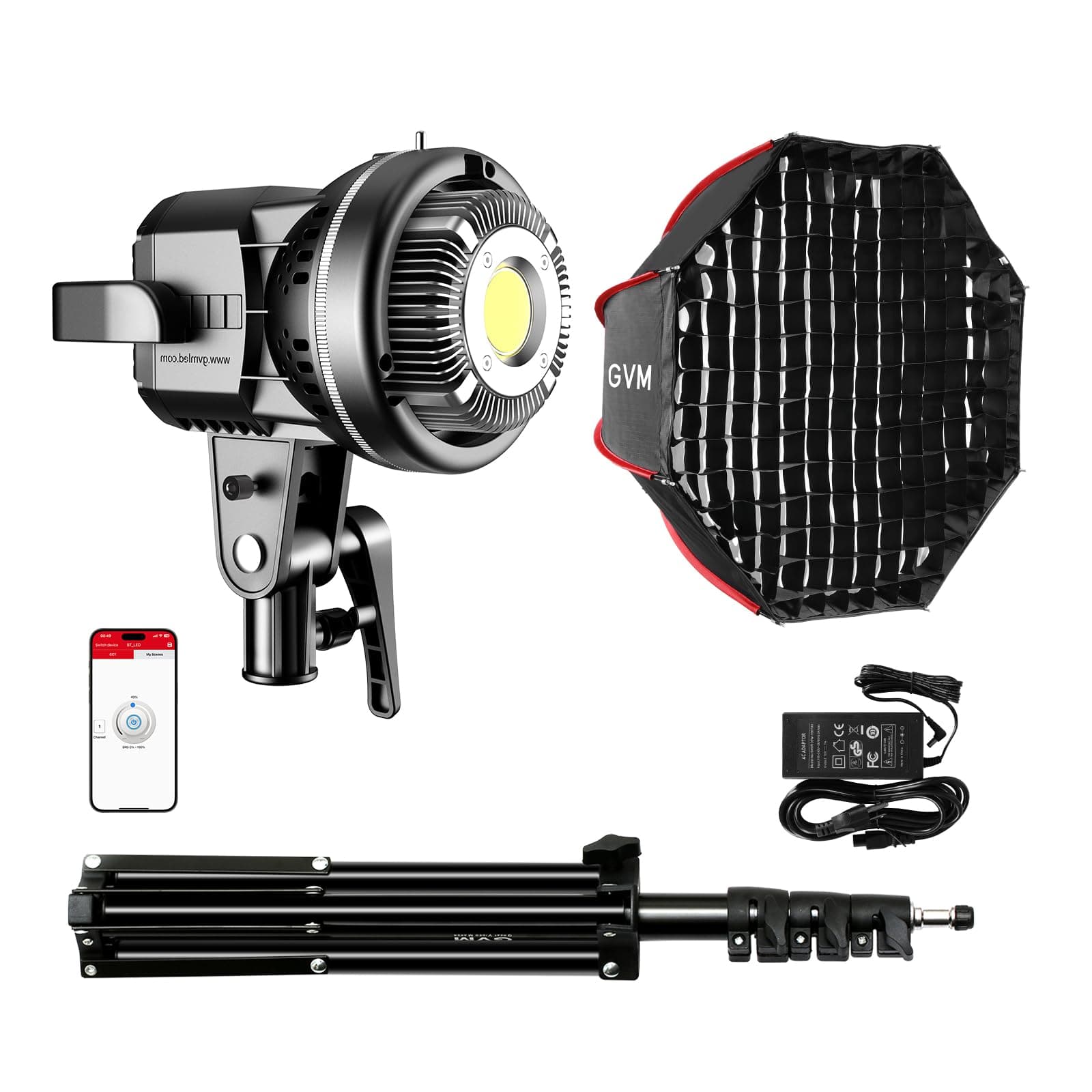 80W LED Light With Bowens Mount Kit, Continuous Softbox Lighting 5600K CRI97+ Dimmable Photography Kit, Studio Light for Camera Film With Stand