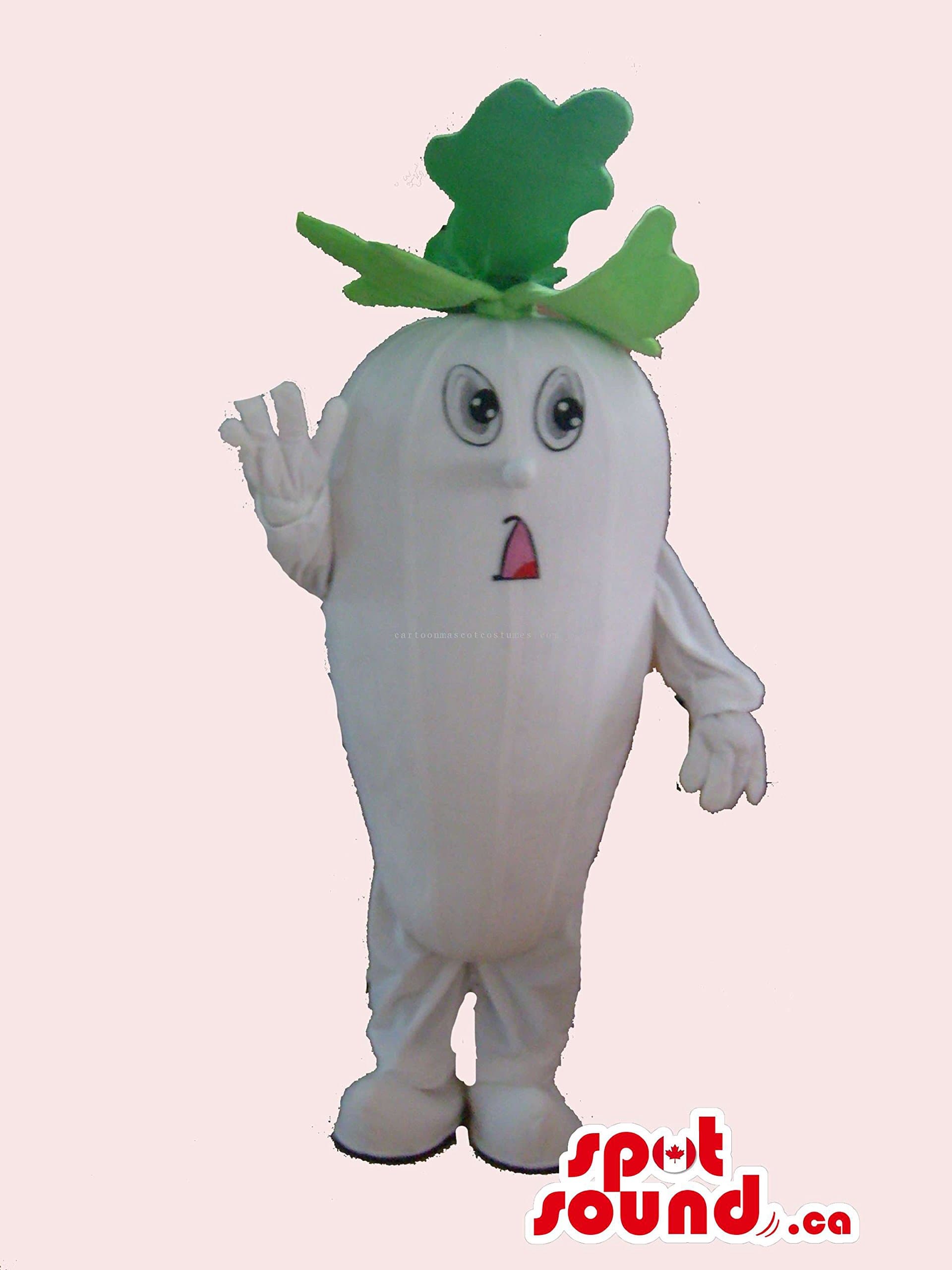 SPOTSOUND Customised White Turnip Vegetable Mascot US with Tiny Eyes