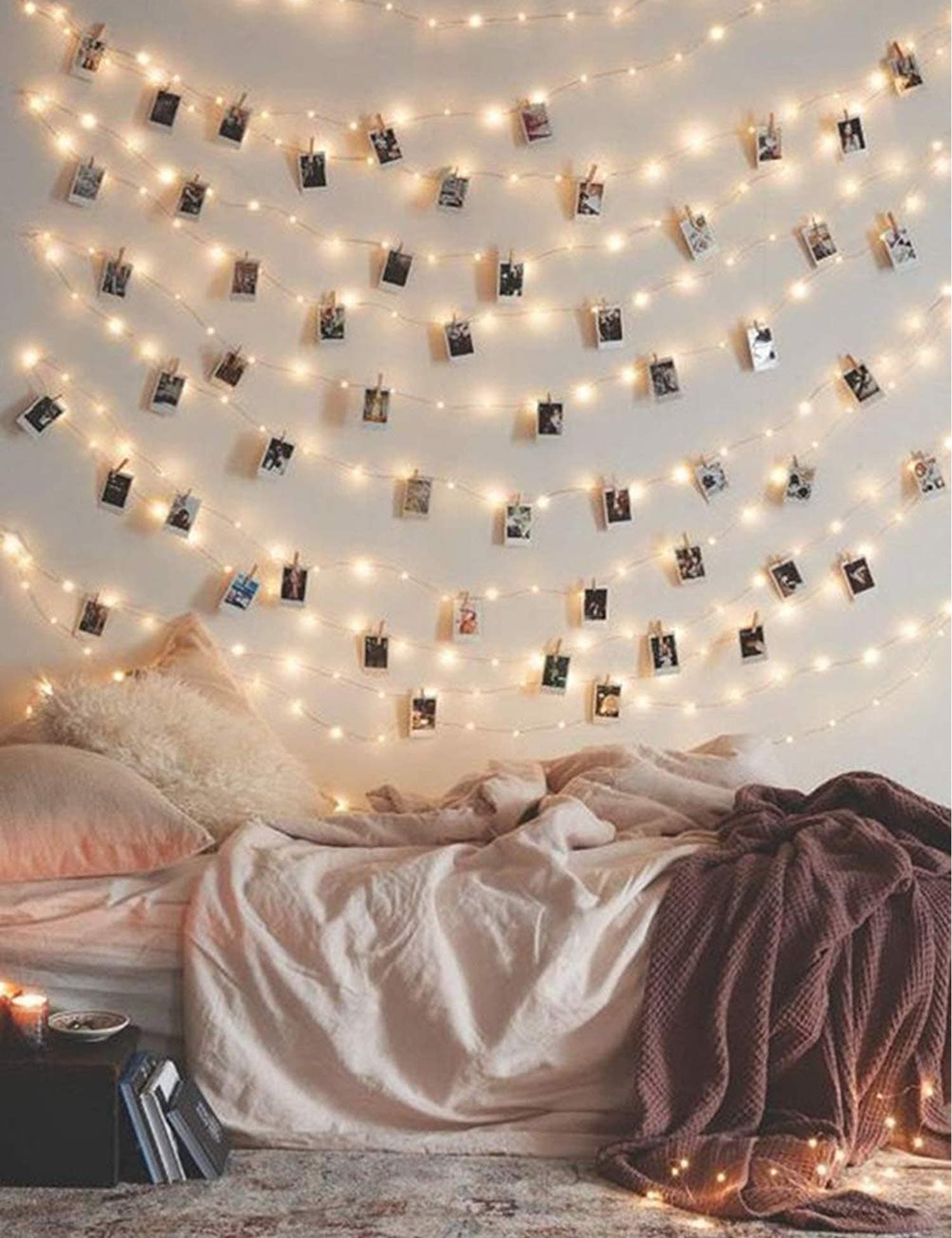 17Ft 50 LED Fairy String Lights with Clear Clips - Perfect for Dorm, Bedroom, Wedding Decor
