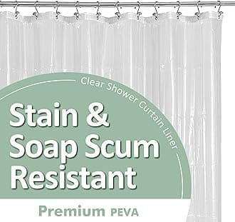 Barossa Design Plastic Shower Liner Clear - Premium PEVA Shower Curtain Liner with Rustproof Grommets and 3 Magnets, Waterproof Cute Lightweight Standard Size Bathroom Curtains - Clear