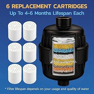 Oil Rubbed Bronze Shower Head Filter for Hard Water, Shower Water Filter to Remove Chlorine,Fluoride & Heavy Metals,Improve Skin Condition, Itchy Scalp & Hair Loss with 6 Replacement Cartridges