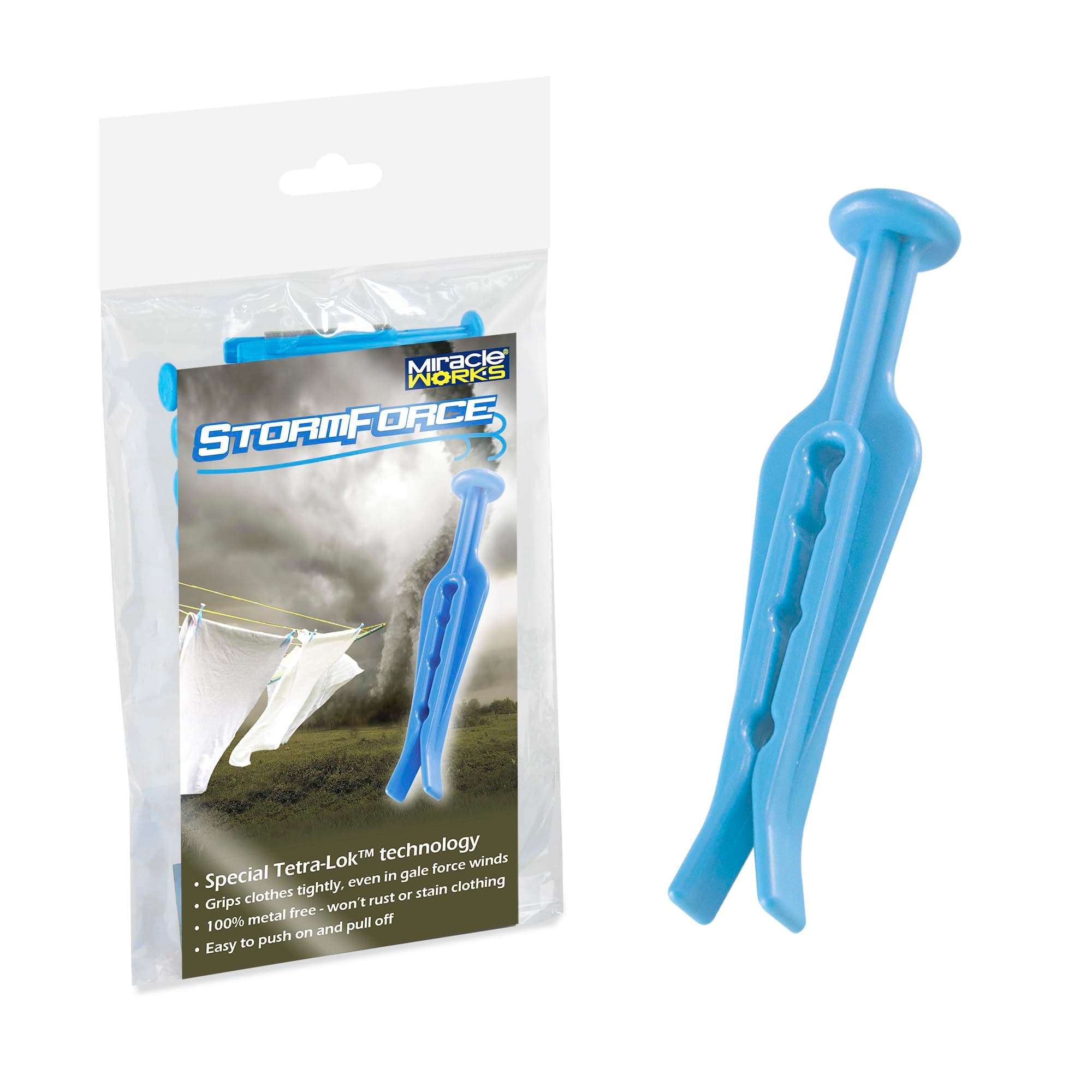 Miracle Works Storm Force Pegs - Extra Strong Clothes Pegs, Keeps Your Washing On The Line Whatever The Weather (24) Pack