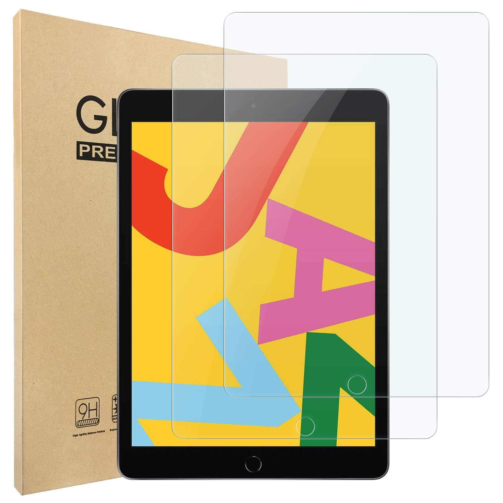 Hianjoo [2-Pack Screen Protectors Compatible with Apple iPad 10.2, [HD Clarity] [9 Hardness] Tempered Glass Compatible with Apple iPad 10.2 inch 7th 8th Generation