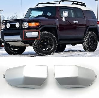 Front Bumper End Pad Compatible with Toyota FJ 2007-2014Front Corner Bumper End Cap Replace for 52422-35030, 52423-35020 Pair LH & RH (Silver, Rear Bumper End Caps)