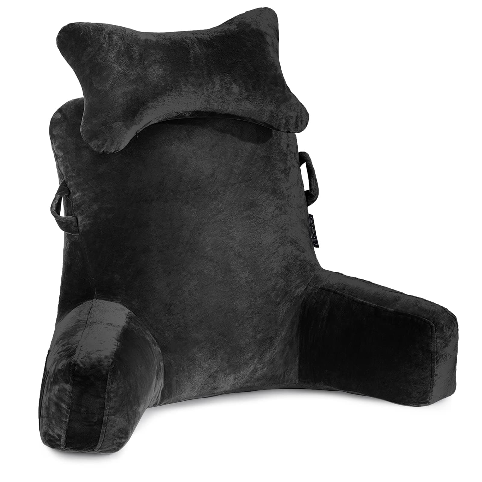 Reading Pillow-Extra Large 31" Bed Rest Pillow with Detachable Neck Roll & Arms for Sitting in Bed or Couch-Backrest Reading Pillow Adult Back Pillows for Reading,Watching TV,Gaming,Relaxing-Black