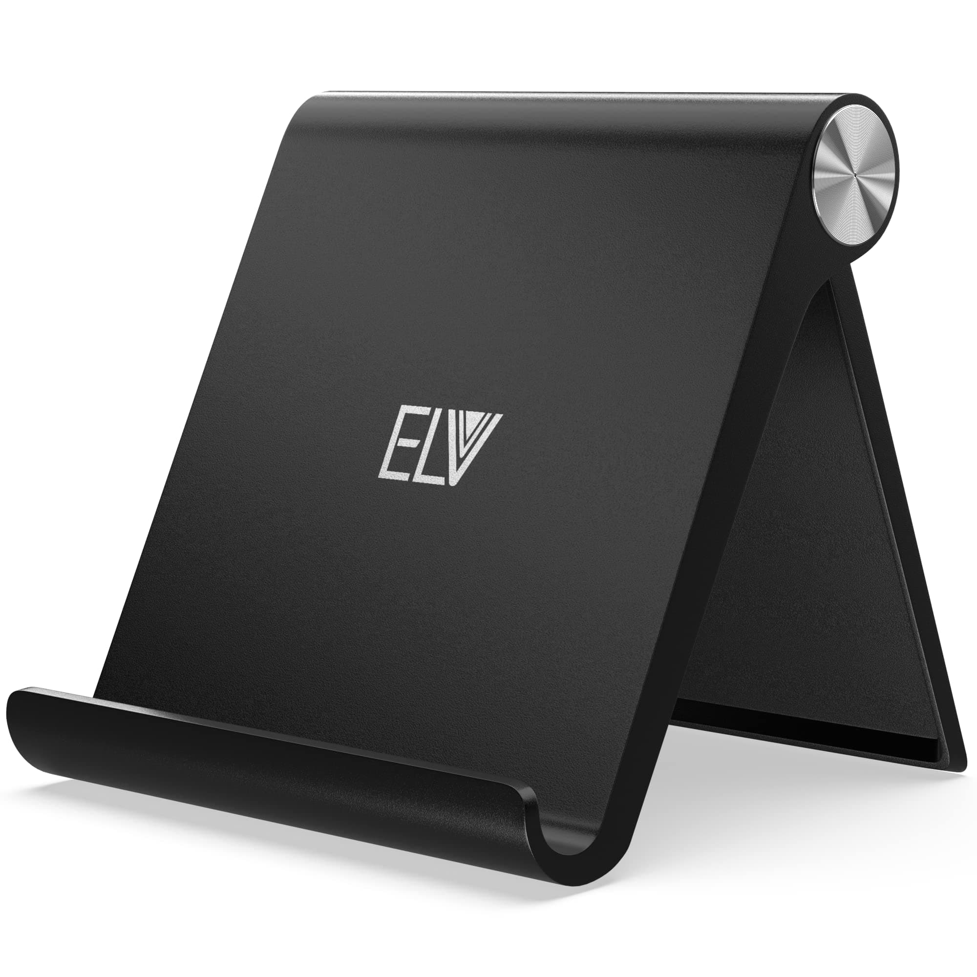 ELV Foldable, Portable, Tablet/Phone Stand. Compatible Phone Holder for iPhone, Android, Samsung, Oneplus, Xiaomi, Oppo, Vivo, Asus. Perfect for Bed,Office, Home,Gift and Desktop (Black) Tabletop