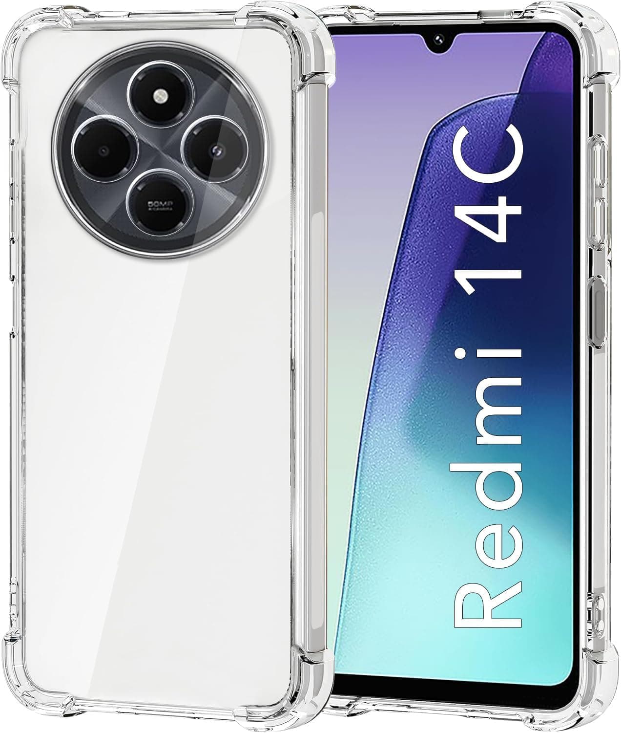 Zubitech case compatible for Redmi 14C Back Case Clear Cover Soft Flexible Silicone Transparent Shockproof Protective Cover Reinforced Bumper Edges for Redmi 14C Clear