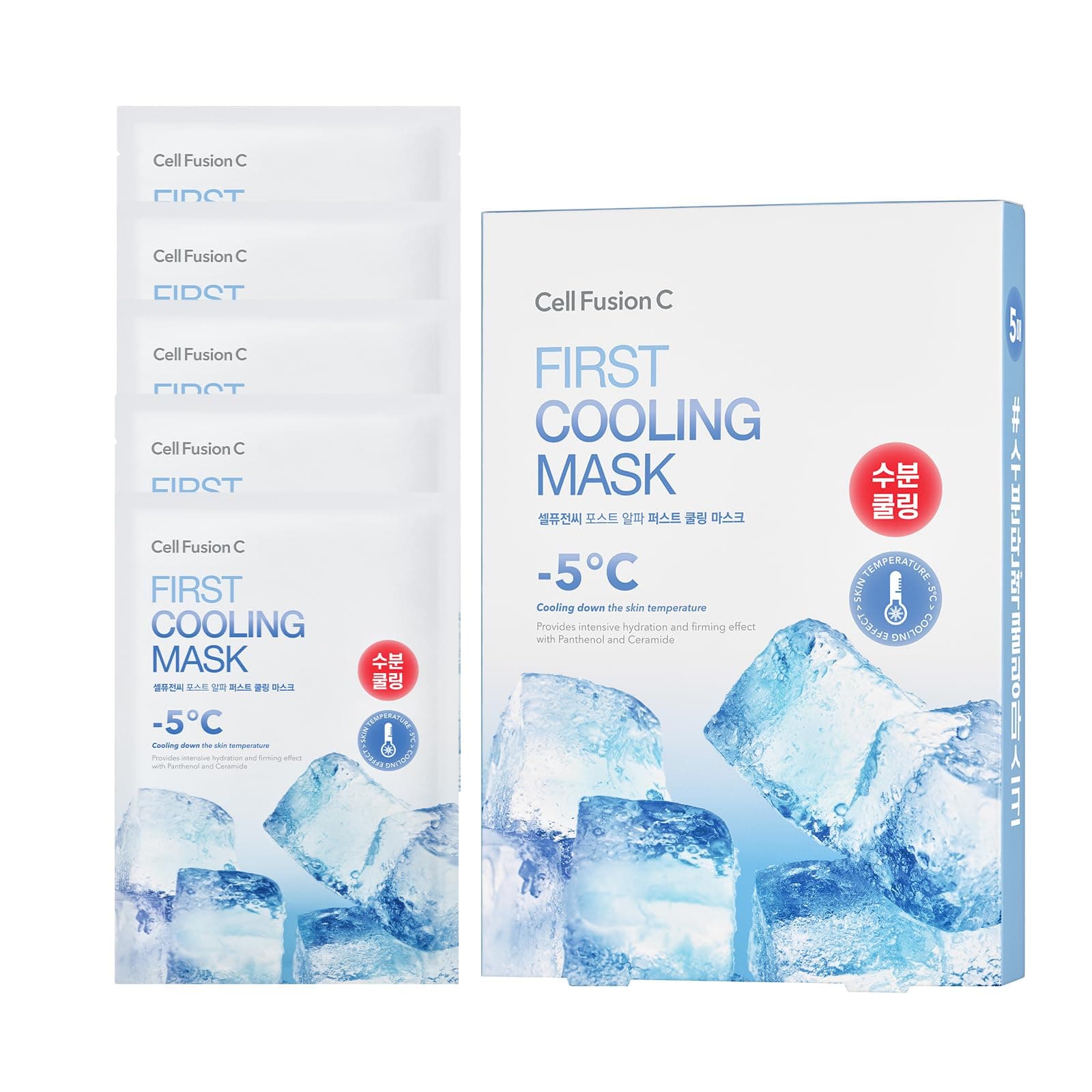 Cell Fusion C Post Alpha First Cooling Sheet Mask 5EA, Hydrating, Cooling and De-puffing, Glacial Water & Panthenol, Korean Skin Care