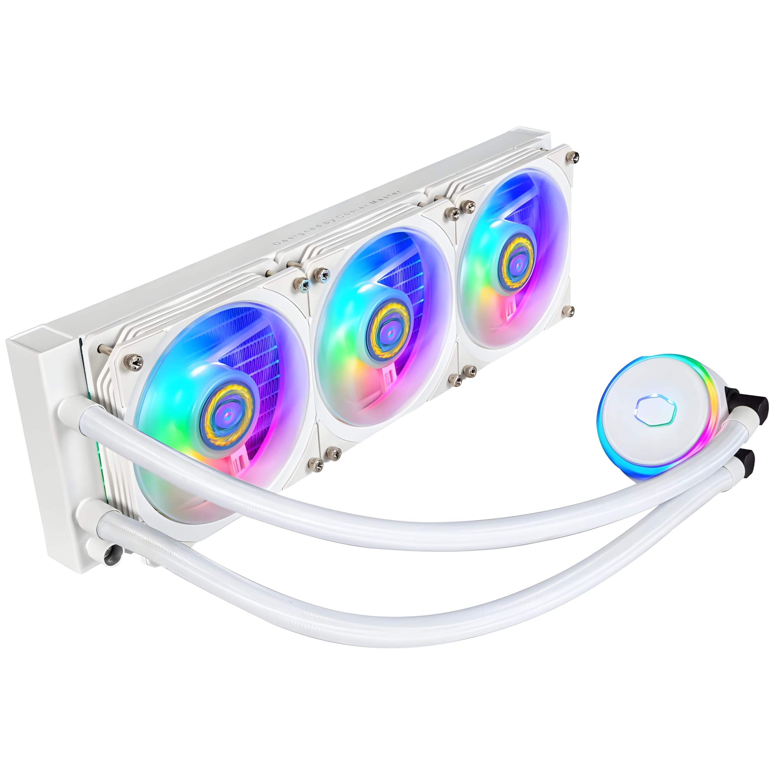Cooler Master PL360 Flux CPU Liquid Cooler - White | Support Intel & AMD CPU Socket TR4, AM5, AM4, AM3 LGA1700, 1200, 2066, 1151 | Copper Base | Dual Loop Pump | Low Profile 360mm Radiator