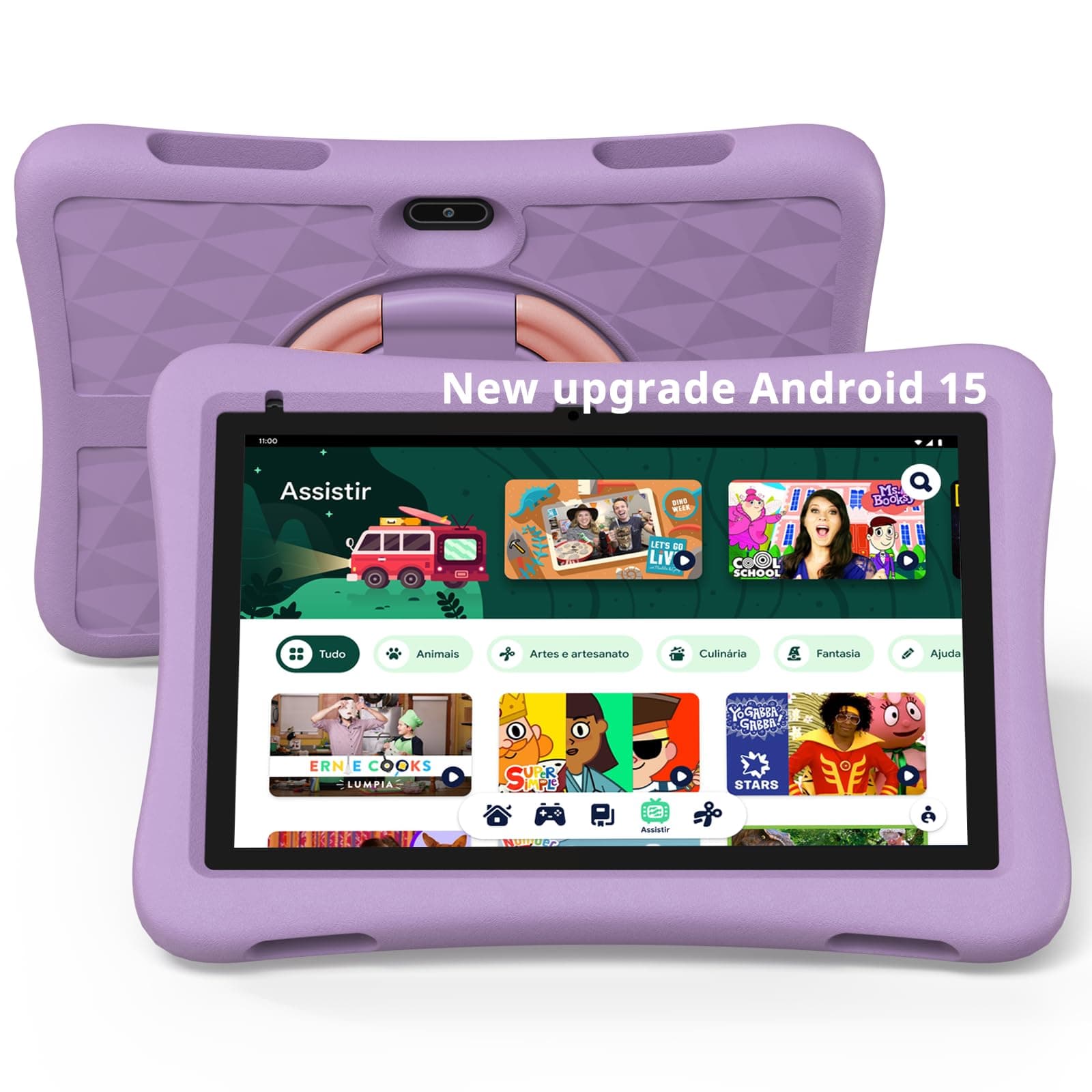 Plimpton Kids Tablet Android 15, 10 inch with Google Kids Space, 9GB (3+6GB expansion) RAM/64GB Storage, 5-core, 6000mAh Battery, Parental Control, WiFi, PlimPad Tablet (Purple)