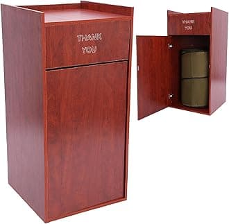 Restaurant Trash Can Cabinet, Commercial Trash Can 27Qt, Hidden Large Trash Bin, Garbage Receptacle Indoor with Tray Holder for Restaurants, Coffee Shop,Library or Bar (Brown)