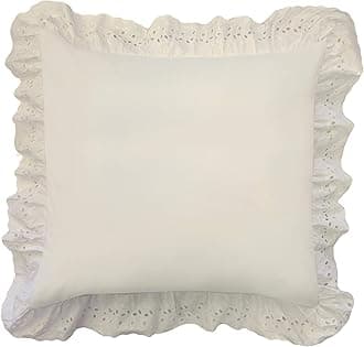 Bedding Eyelet Ruffled Pillow Sham Euro, Ivory