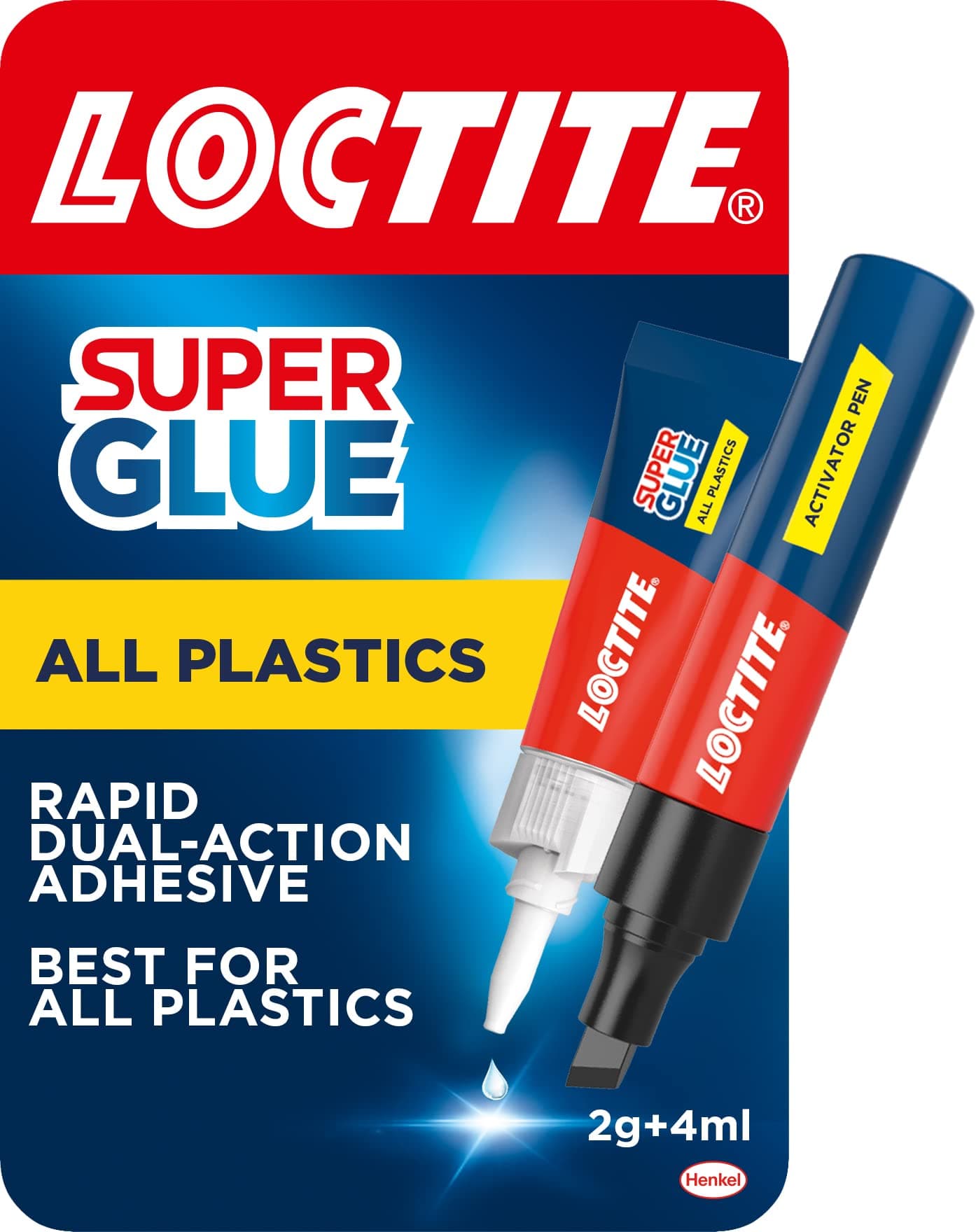Super Glue All Plastics, Ideal for Bonding All Plastics, Fast and Strong Adhesive, 4ml+2g