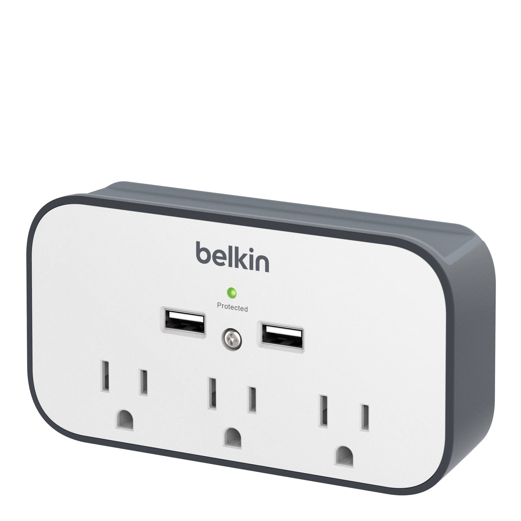 Belkin 3-Outlet Wall Mount Cradle Surge Protector with Dual USB Charging Ports (2.4 Amp Total), BSV300ttCW