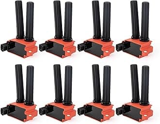 ENA Ignition Coil Pack V8 5.7 6.1 6.4 Compatible with Chrysler Dodge Ram Jeep Aspen 300 Challenger Charger Durango Magnum Commander Grand Cherokee 2005-2019 Coils for UF504 C56029129AA, Set of 8 Red