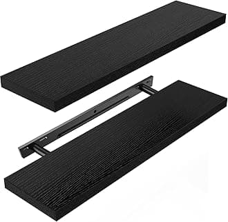 Set of 2 Black Floating Shelves