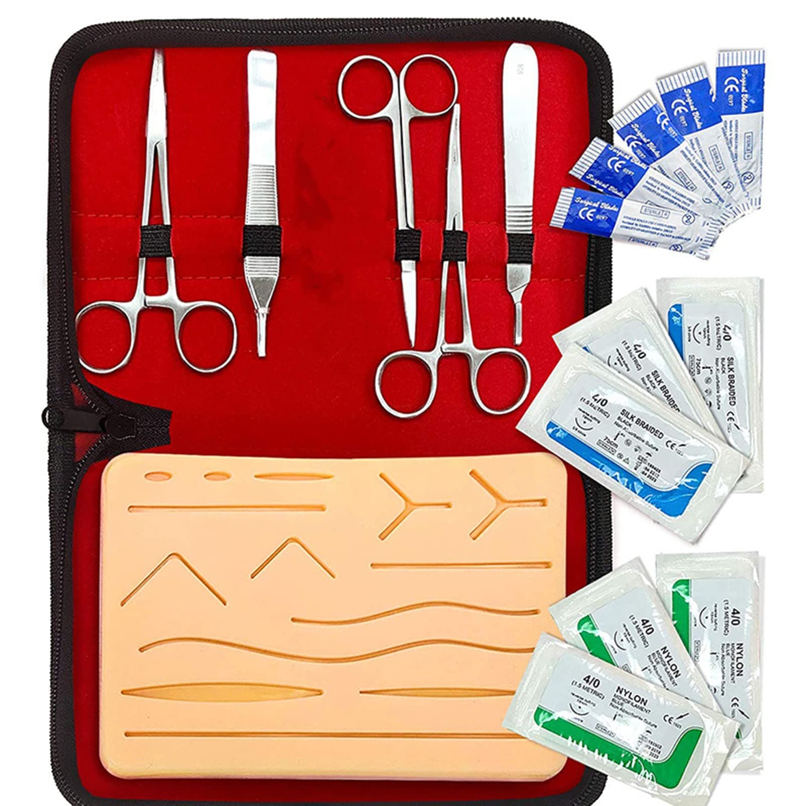 oiakus Suture Practice Kit, Complete Suture Practice Tool Set for Suture Training, Reusable Suturing Pad, for Students Practice Doctors Teaching Training-17 Pieces