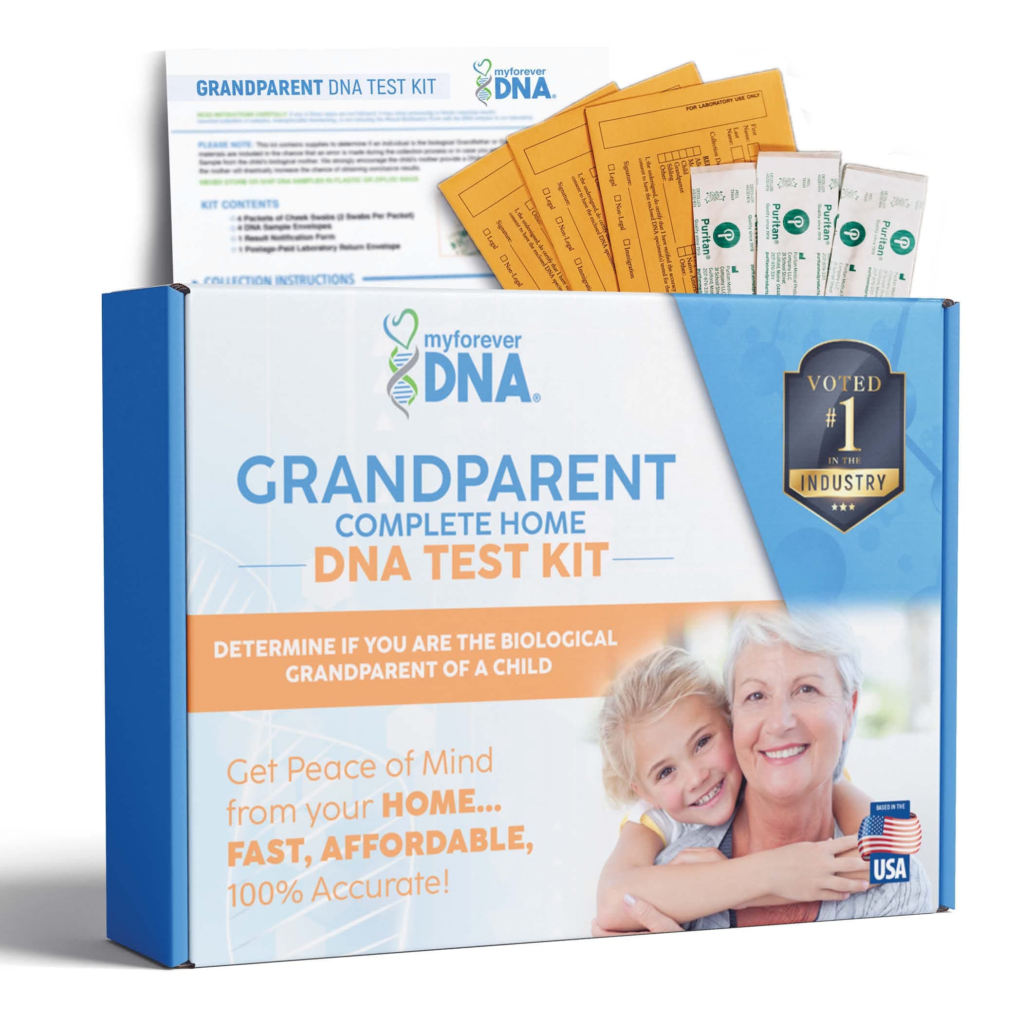 My Forever DNA® At-Home Grandparent DNA Test Kit | 46 DNA Markers Tested | Accurate, Private Results from Certified U.S. Laboratory | All Lab Fees & Shipping Included