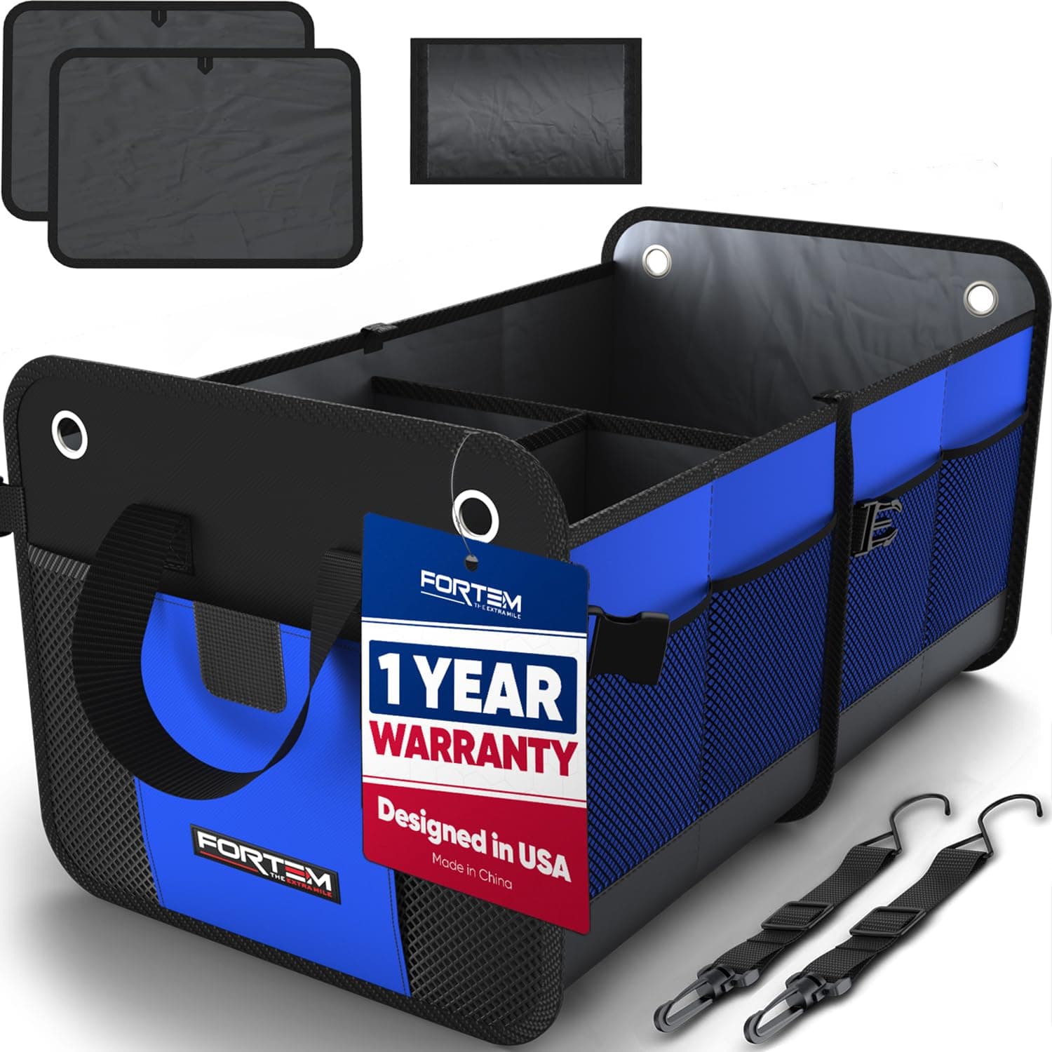 FORTEM Trunk Organizer For SUV Car Organizer and Storage, Multi-Compartment Storage Bag Car Accessories for Women Men, Perfect Christmas Gifts, 1680D Oxford, Non Slip Bottom, Straps, Soft Cover (50L)