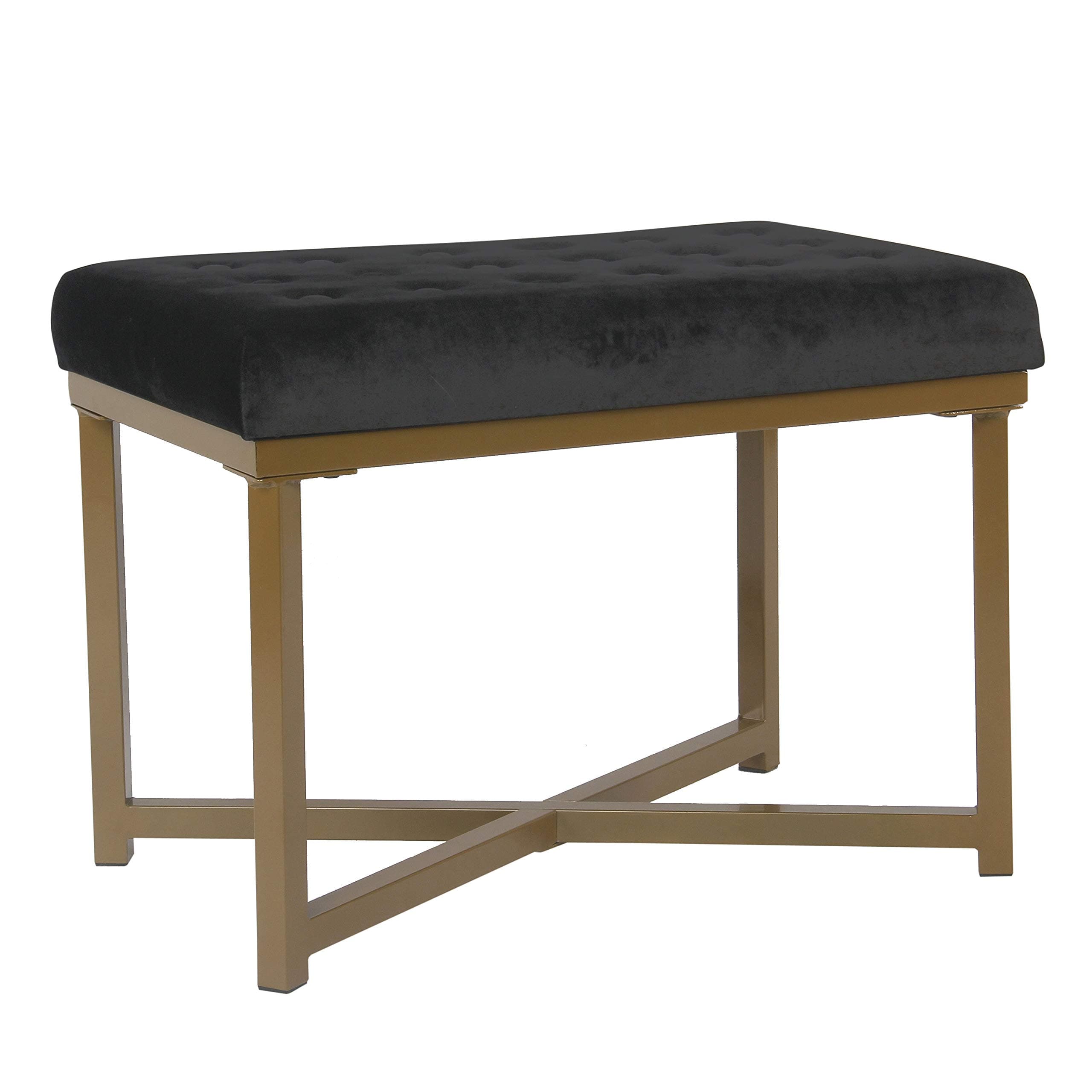 HomePopTufted Velvet Ottoman - Black
