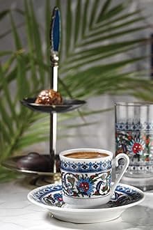 Turkish Coffee or Espresso Cup & Saucer for 6 People (12 Pcs)
