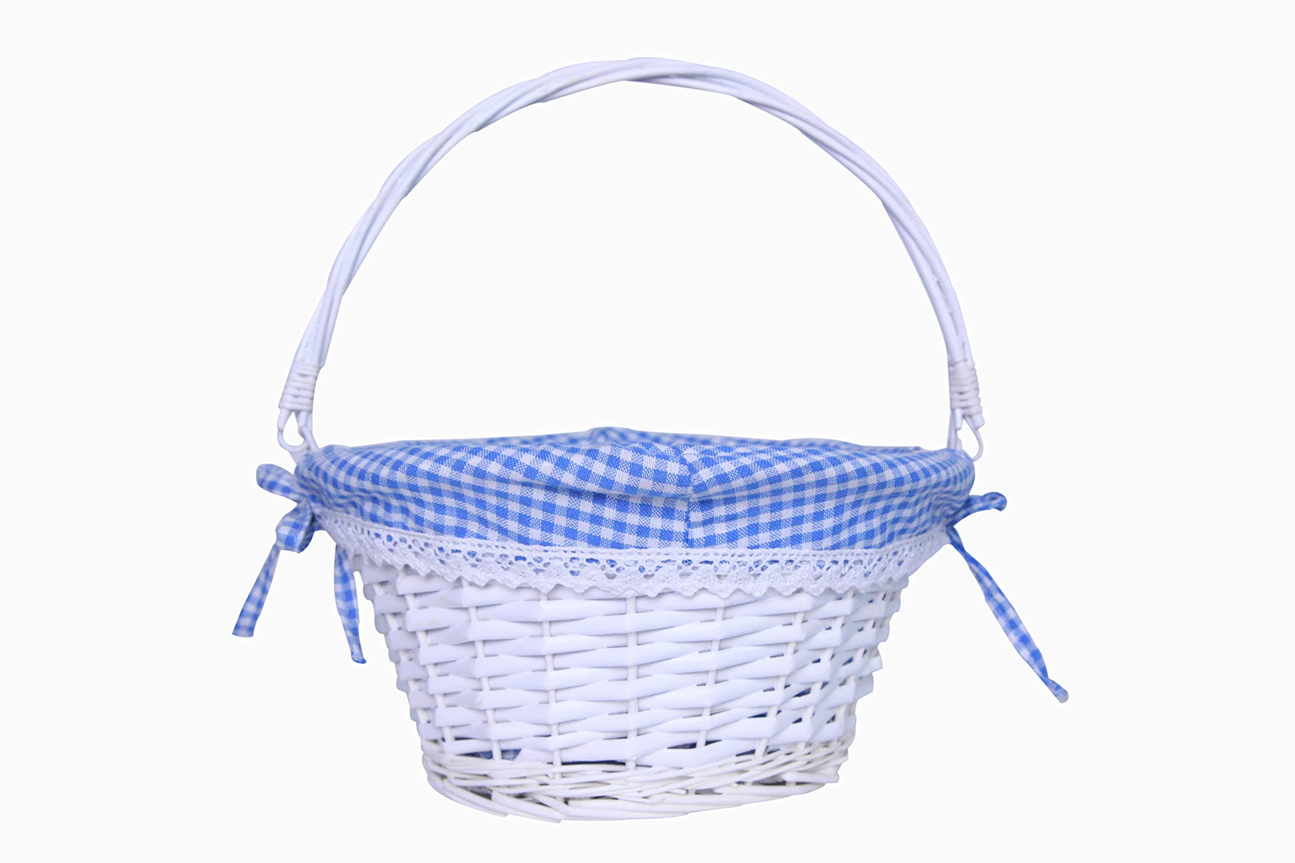 Oypeip Easter Basket Gift Basket Oval Willow Round Wicker Storage Basket With One Drop Down Handle Easter Baskets for Kids Fabric Cotton Linen For Office, Bedroom, Closet, Toys