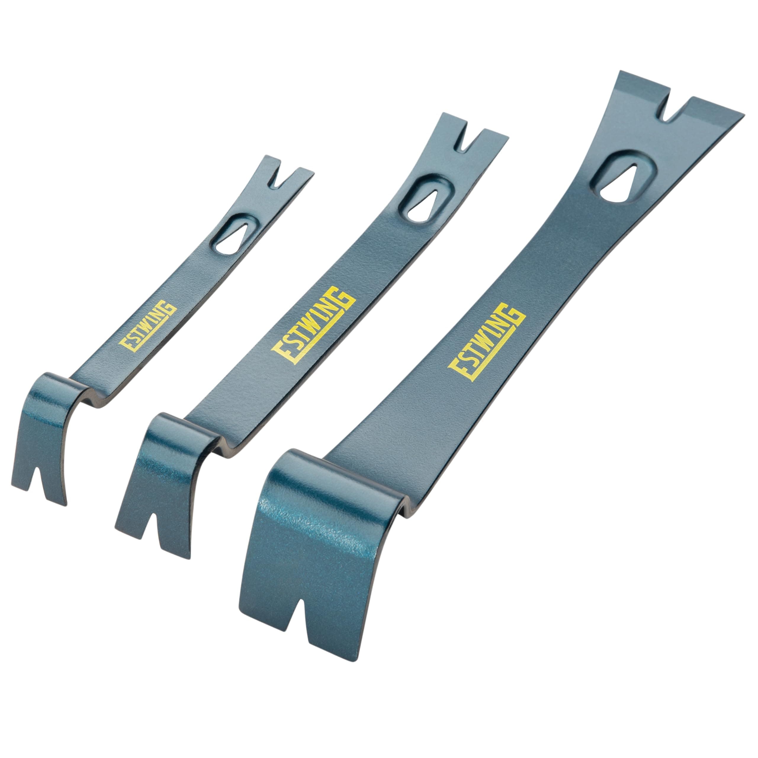 Estwing 3-Piece Pry Bar Set - 5.5", 7.5" & 10" Nail Pullers with Wide, Thin Blades & Forged Steel Construction - PB3PC