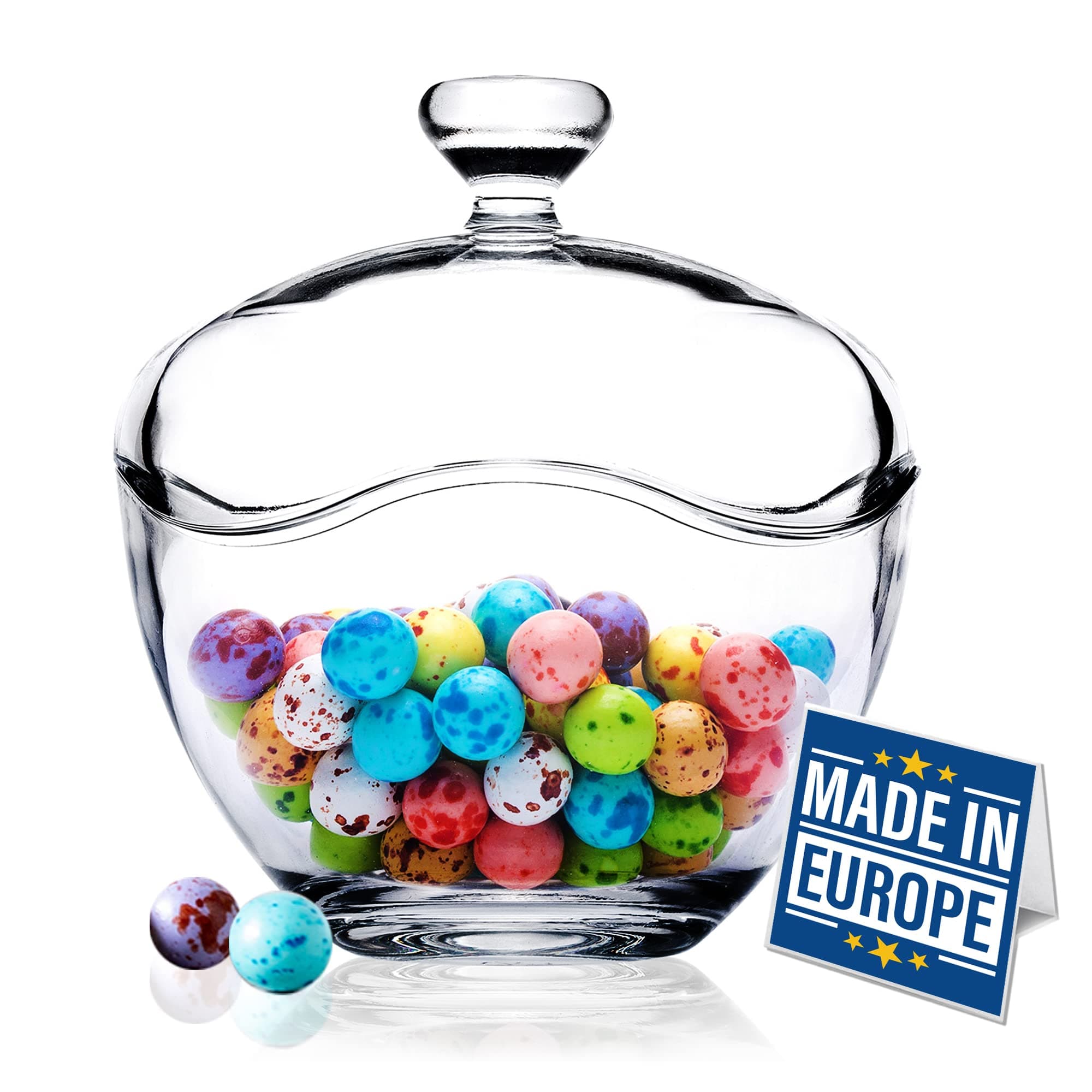 Volarium Glass Candy Jars for Candy Buffet with Lid, Cookie Jar, Apothecary Jar, Food Storage Container, 13 1/2 oz