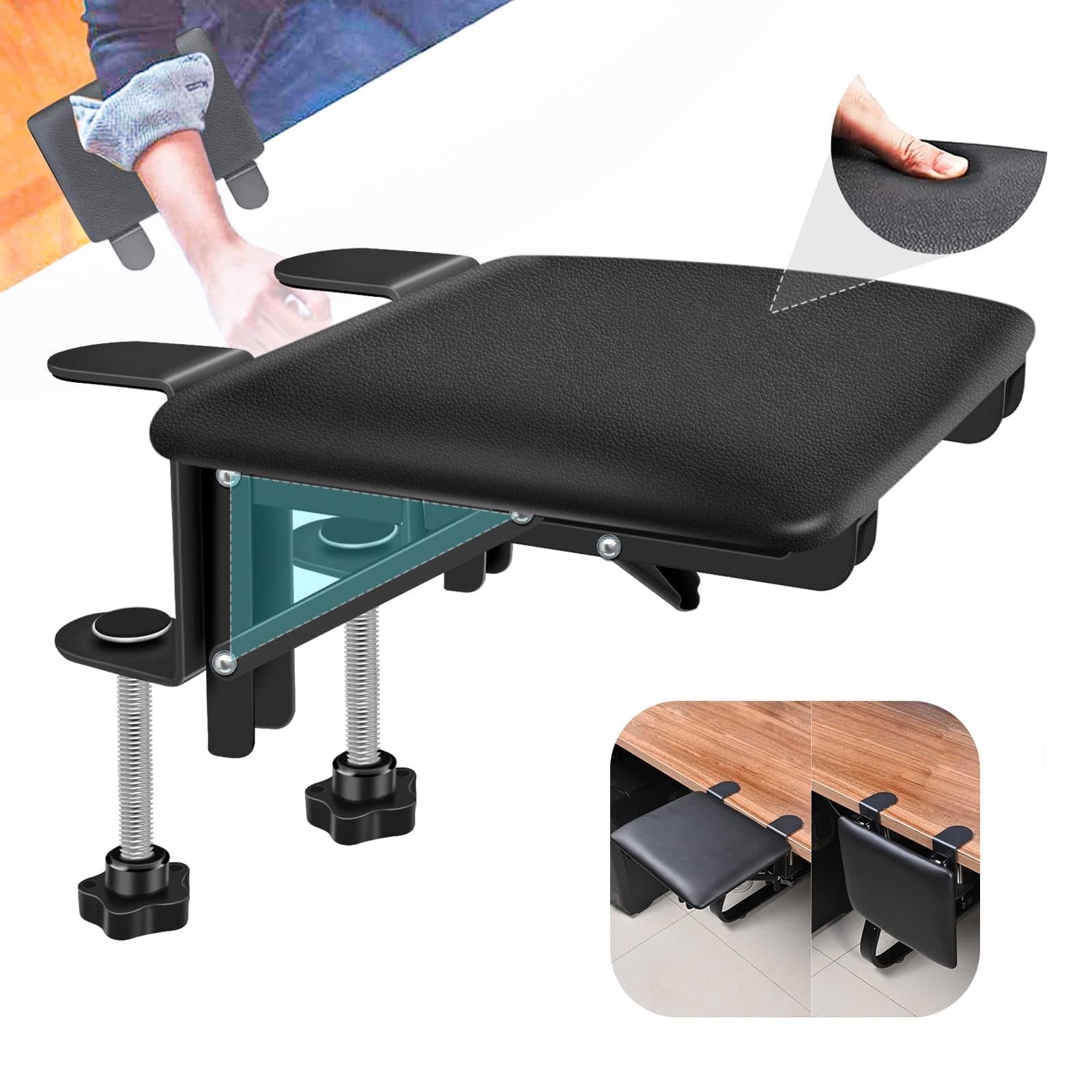 Giecy arm Rest for Desk Adjustable Arm Rest Support for arm Support for Computer Desk Ergonomic Desk Extender Rotating Mouse Pad Holder for Table Office Chair Desk