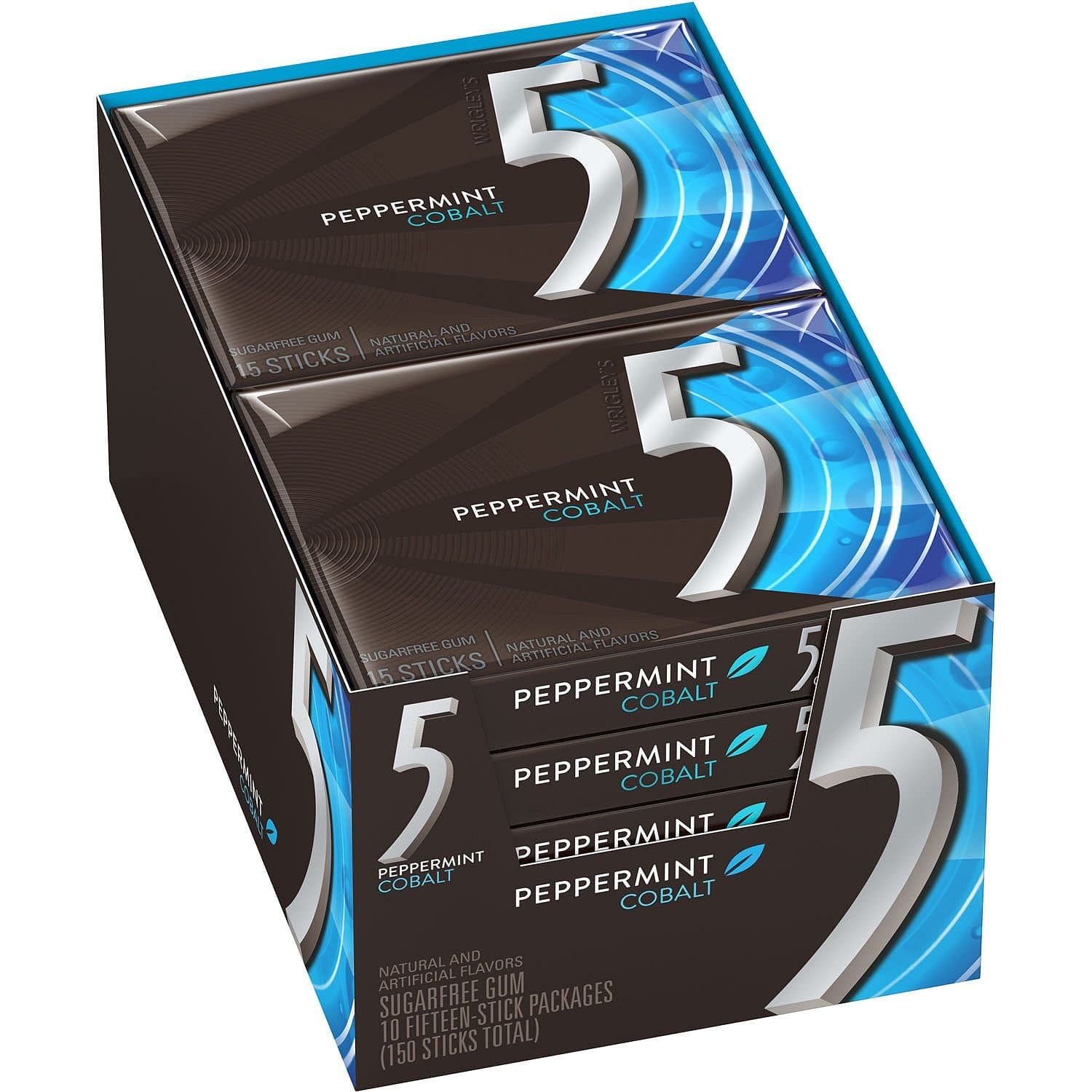 5 Cobalt Sugar Free Gum, Peppermint, 10 Count