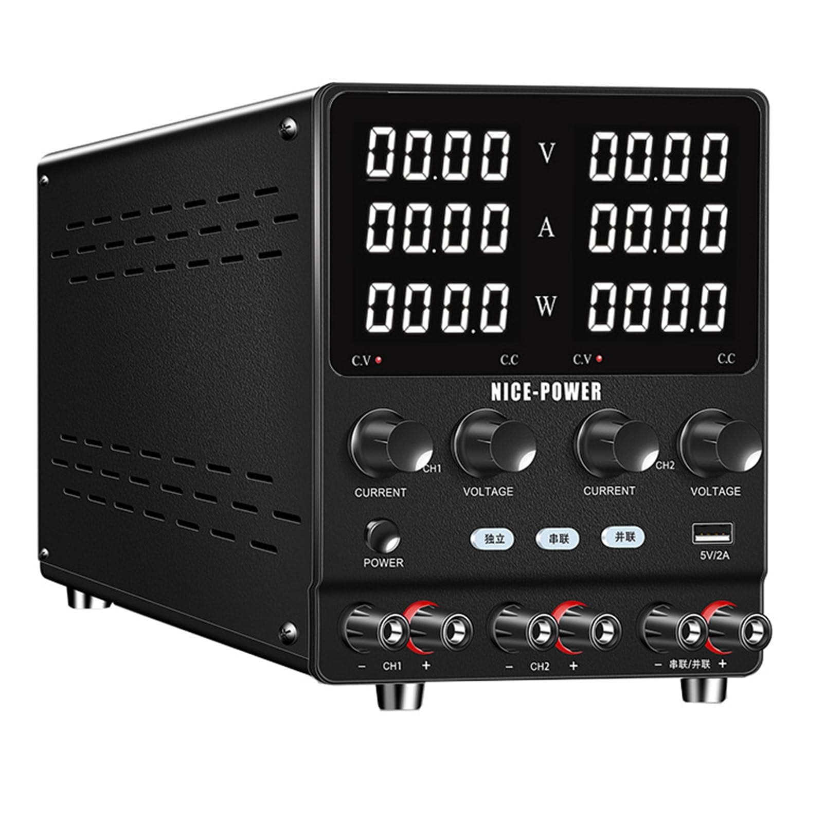 Bench Power Supply, Dual Output with 4-Digit Voltage & Current Displays, Series/Parallel Conversion, High Power Regulated DC, 120V 3A