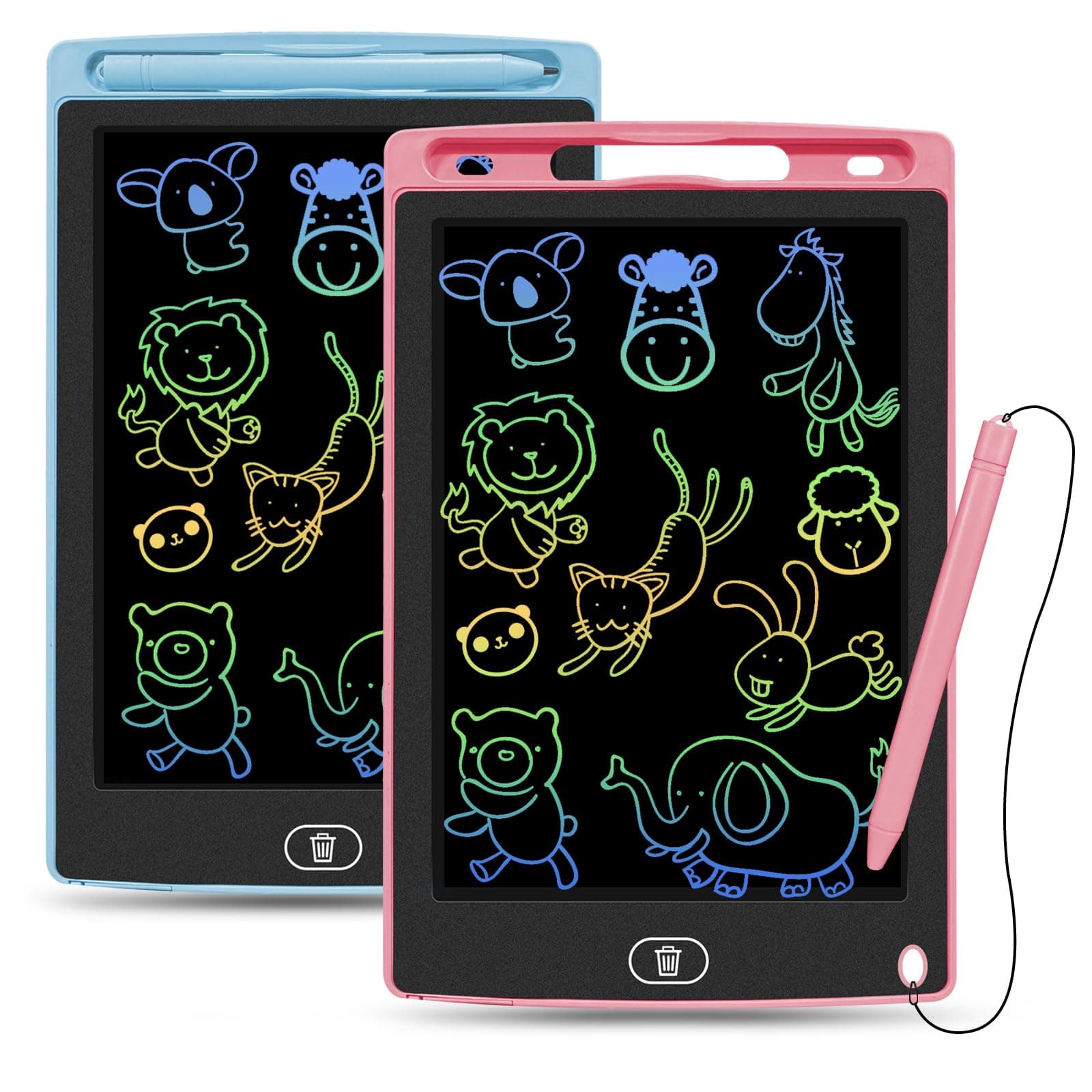 Jsdoin 2 Pack LCD Writing Tablet, 8.5 Inch Colorful Screen Drawing Board Learning Gift for Kids，Erasable Reusable Writing Drawing Pad，Educational Toys - Gift for 3-6 Years Old Boys & Girls（Blue+Pink)