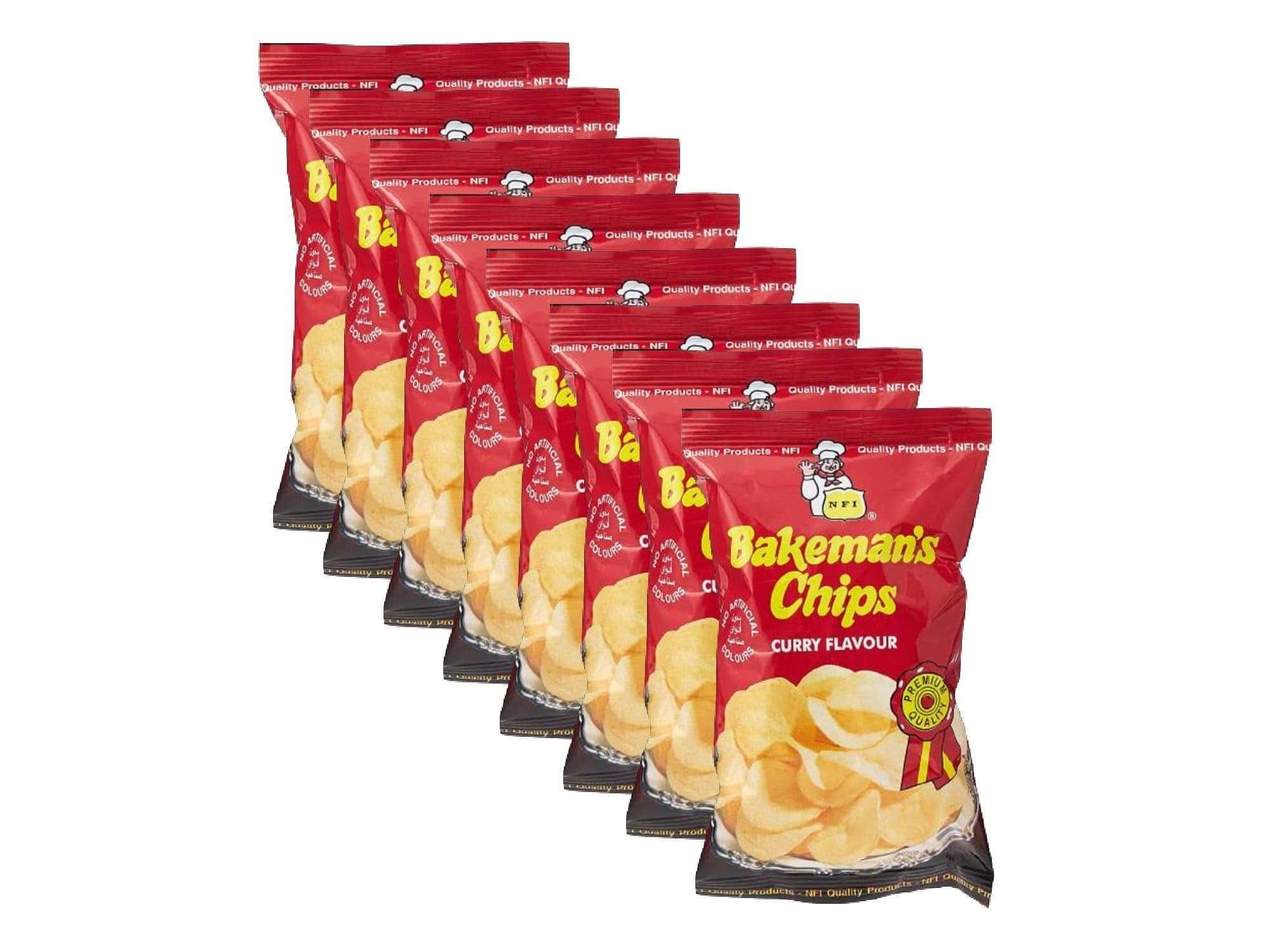 Bakeman's potato chips, curry flavour, 25 x gm