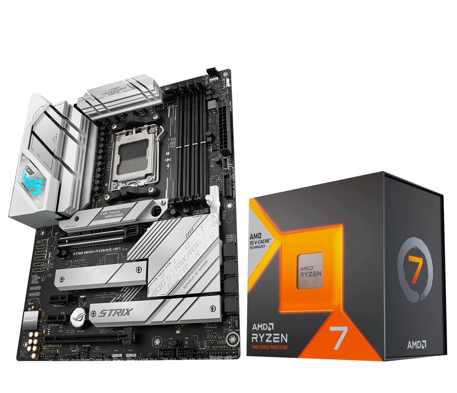 Micro Center CPU Motherboard Kit AMD Ryzen 7 7800X3D Unlocked Desktop Processor with ASUS ROG Strix B650-A Gaming WiFi 6E AM5 Gaming Motherboard