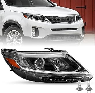 JSBOYAT Headlight Assembly Fit for 2014 2015 Kia Sorento LX LED DRL Projector Headlamp Replacement Right Passenger Side with bulbs