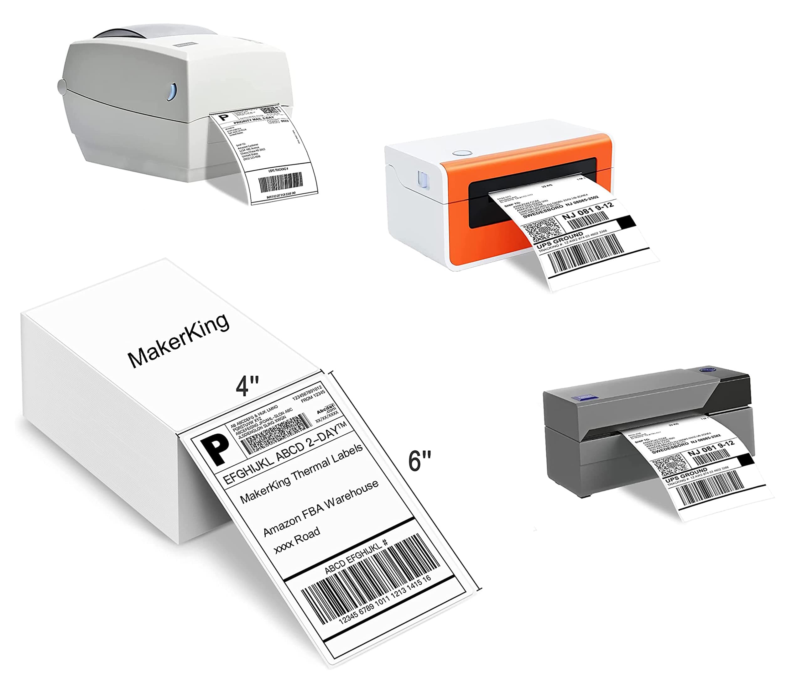 MakerKing Thermal Labels 4x6 Direct Thermal Printer Fanfold Mailing Adhesive Shipping Labels (4000 Sheets 4x6 Fanfold Labels) Compatible with Rollo, MUNBYN, iDPRT, Polono, Zebra Thermal Label Printers