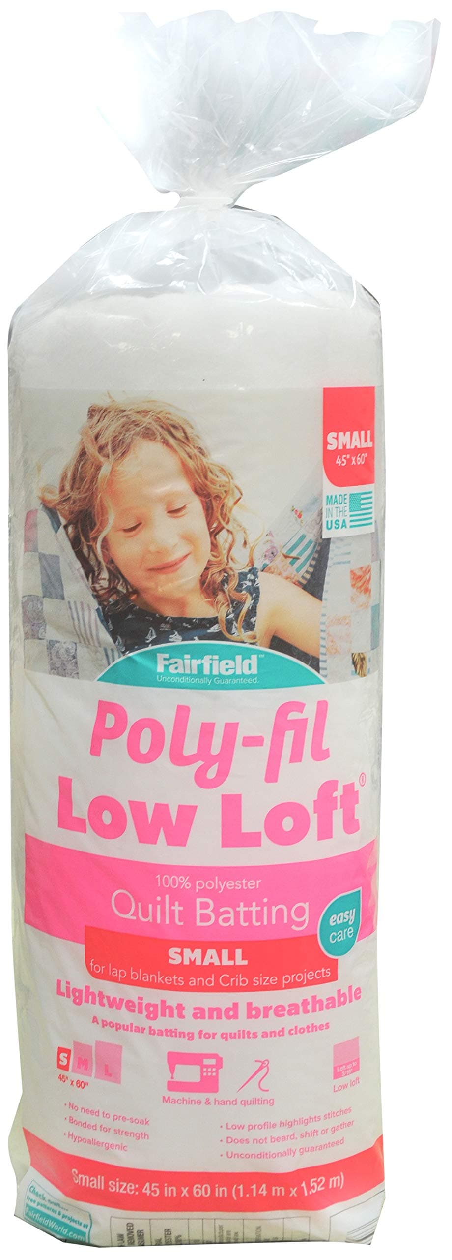 Fairfield Low-Loft Bonded Polyester Batting-Crib Size 45"X60"