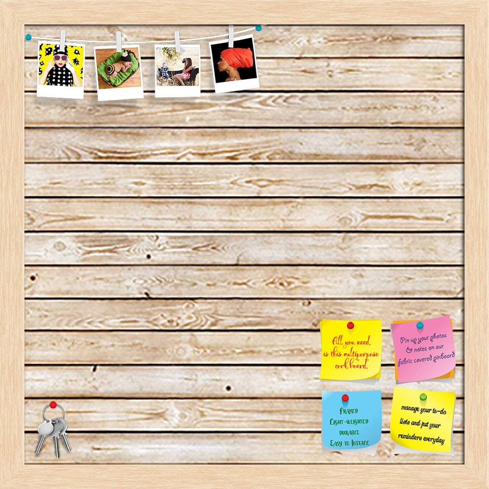 ArtzFolio Bulletin Board Notice Pin Board | Vision Soft Board Combo with Thumb Push Pins | Natural Brown Frame | 20 x 20 inch (51 x 51 cms) | Natural Texture