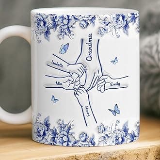 Pawfect House Custom 2D Mug, Personalized Birthday Gifts For Mom, Grandma, Hand In Hand Through Life, Ceramic Tea Mug For Mama, Gigi, Mom Gifts From Daughters, Coffee Mug For Women, Mother