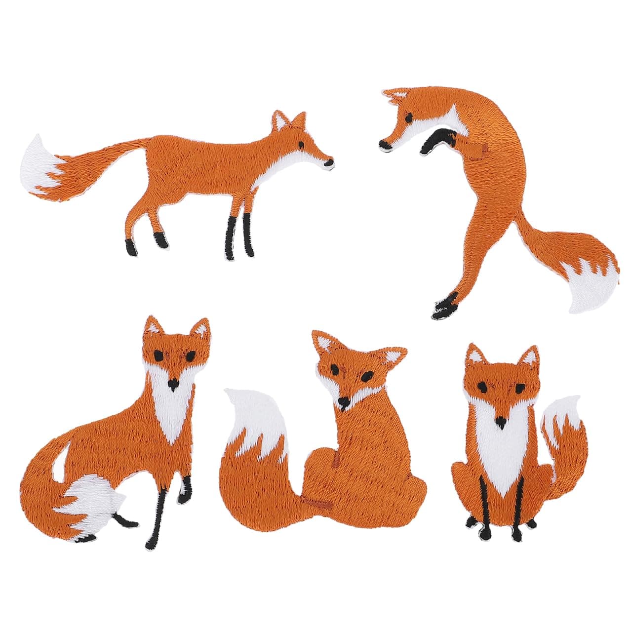 COHEALI Fox Iron on Patch 5Pcs Small Fox Shaped Embroidered Sew on Patches for Clothing Hats Bags DIY Decoration 2.6X1.1 Inch