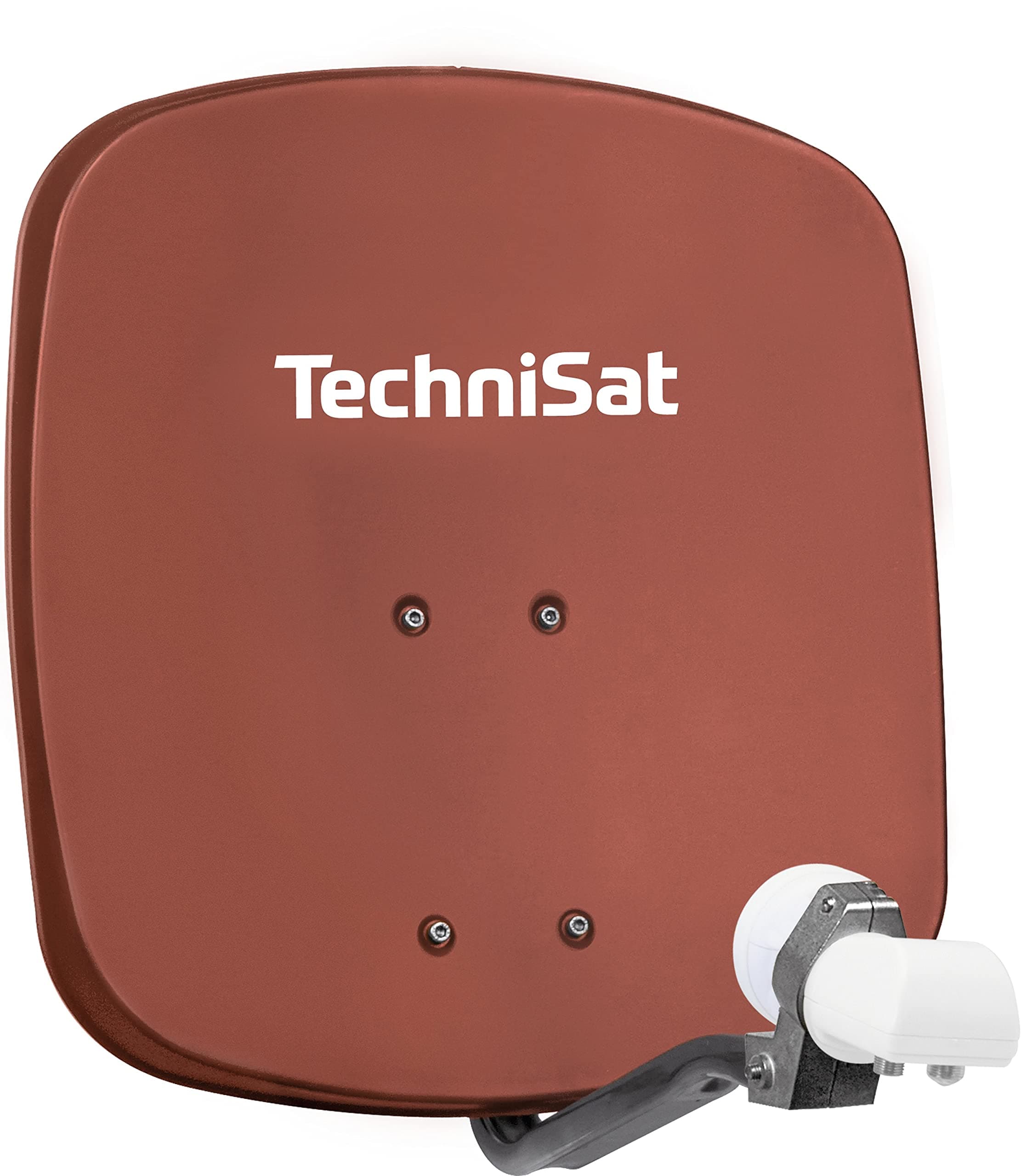 TechniSat DIGIDISH 45 - Satellite Dish for 2 Participants (45 cm Compact Satellite System - including Wall Mount, An-Roof Fitting for Mast Mounting (30-63 mm), and Universal Twin LNB) Red