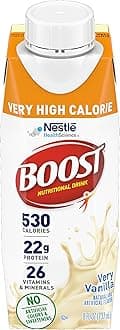 Boost Very High Calorie Nutritional Drink Very Vanilla, Made with Natural Vanilla Flavor & No Artificial Flavors, Colors & Sweeteners, 8 FL OZ (Pack of 54)