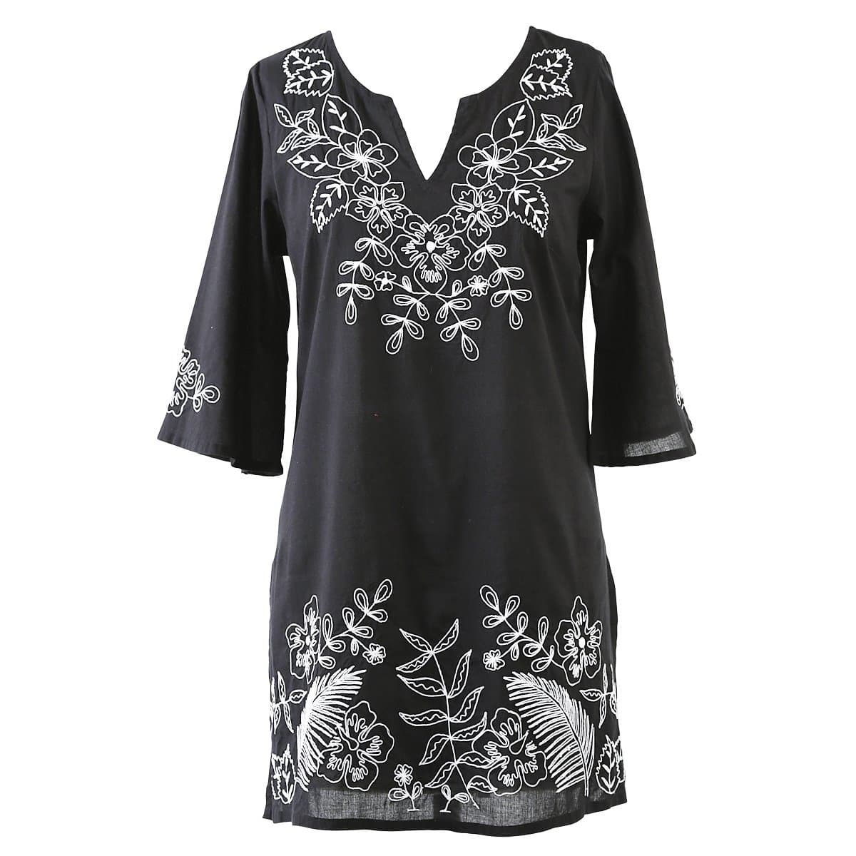 Plus Size Cover-Ups Floral Eclipse Embroidered Cover up - Black