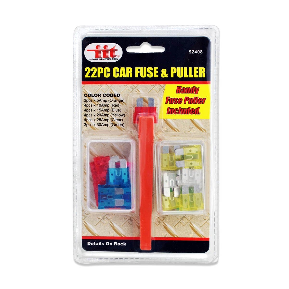 Emergency 22pc Car Fuse Replacement Kit - Free Fuse Puller Included