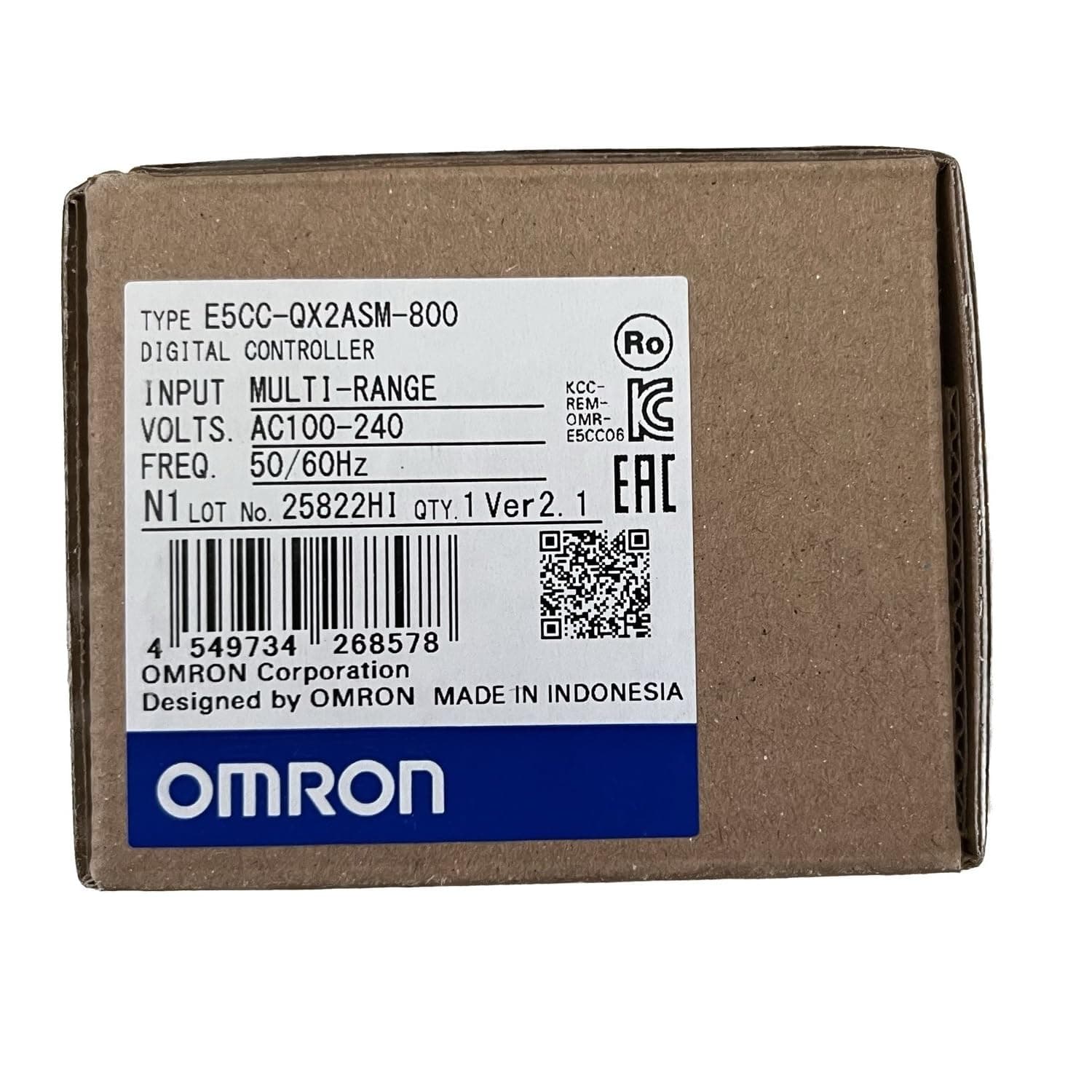 OMRON E5CC-QX2ASM-800 1/16 DIN, 100-240 VAC, 50/60 HZ, Process Temperature Controller